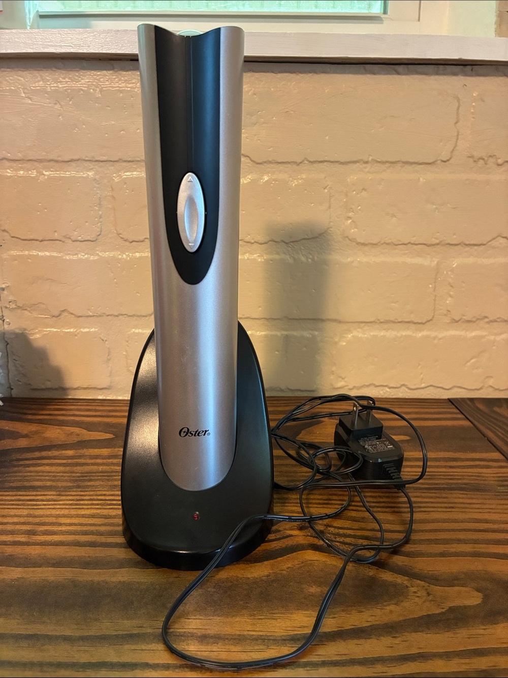 Oster Silver and Black Electric Wine Opener with Charging Base